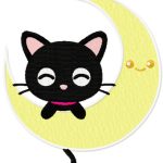 Chococat and moon embroidery design