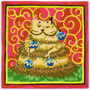 A cat thinking that he is a Christmas Tree embroidery design