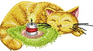 Christmas Cat sleep small embroidery design