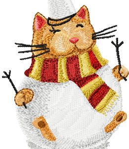 Snowman Christmas Cat  embroidery design