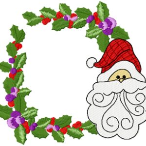 Christmas border with Santa face embroidery design