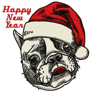 Christmas bulldog 2 embroidery design