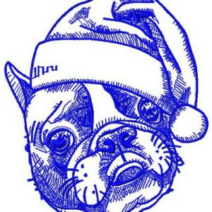 Christmas bulldog 3 embroidery design