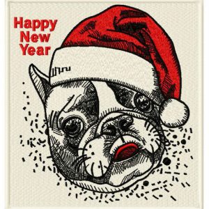Christmas bulldog embroidery design