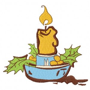 Christmas candle embroidery design