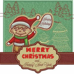 Сhristmas card embroidery design