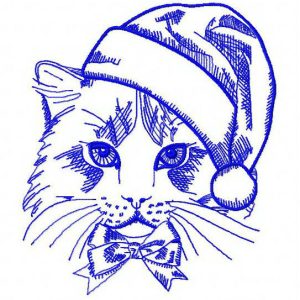 Christmas cat 3 embroidery design