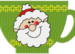 Christmas cup of tea embroidery design