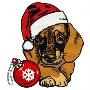Christmas dachshund 2 embroidery design
