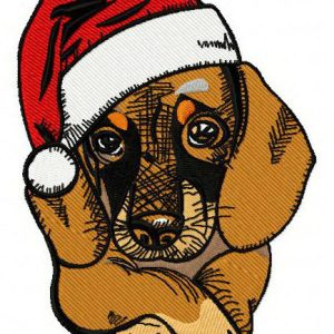 Christmas dachshund 3 embroidery design