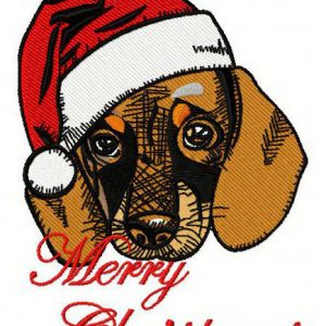 Christmas dachshund 4 embroidery design