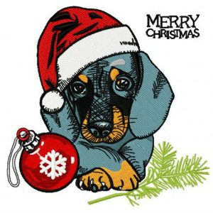 Christmas dachshund embroidery design