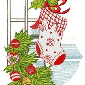 Christmas decoration of railing embroidery design
