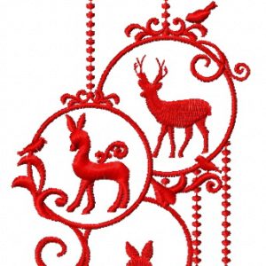 Christmas decoration with deer 3 embroidery design