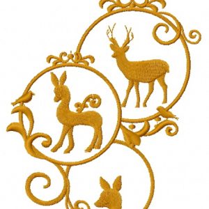 Christmas decoration with deer 4 embroidery design