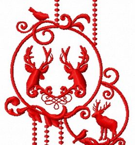 Christmas decoration with deer embroidery design