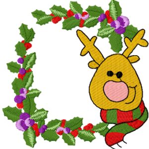 Christmas border with deer embroidery design