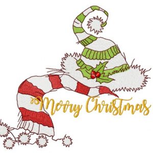 Christmas elf's hat and scarf embroidery design