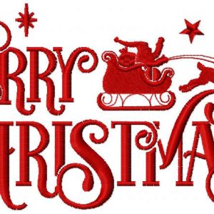 Merry Christmas santa's sleigh embroidery design
