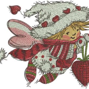 Christmas fairy with red heart embroidery design