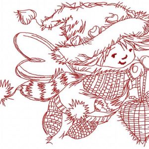 Christmas flying fairy embroidery design