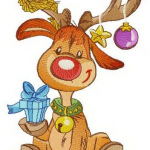 Gift from adorable deer embroidery design