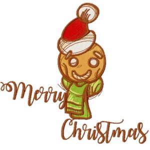 Christmas gingerbread man head embroidery design