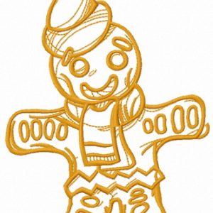 Christmas gingerbread man one color embroidery design