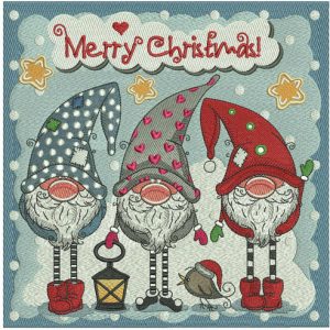 Christmas gnomes embroidery design