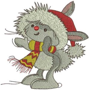 Happy Christmas bunny embroidery design