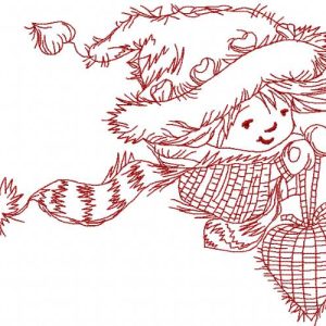 Christmas heart redwork embroidery design