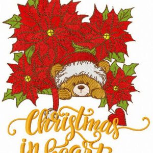 Christmas in heart embroidery design