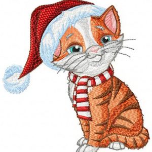 Christmas kitten embroidery design