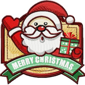 Christmas Label Santa embroidery design