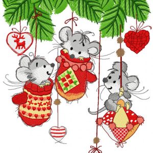 Christmas mice embroidery design