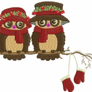 Christmas owls embroidery design
