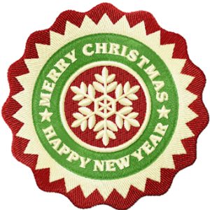 Christmas round label embroidery design