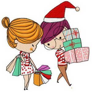 Christmas shopping 2 embroidery design
