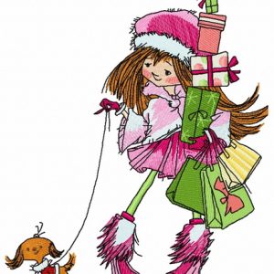 Christmas shopping 5 embroidery design
