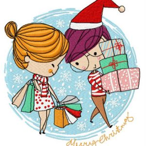 Christmas shopping embroidery design