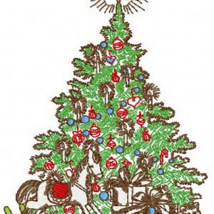 Christmas tree retro embroidery design