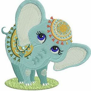 Circus elephant embroidery design
