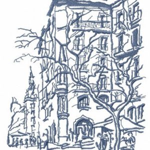 City life embroidery design