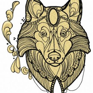 Clever dog embroidery design