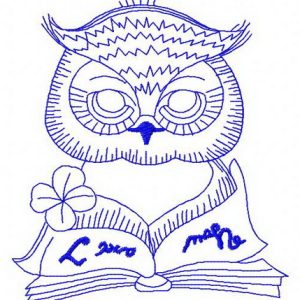 Clever owl reading a book 3 embroidery design