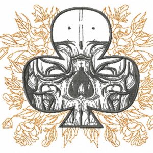 Clubs with skull embroidery design