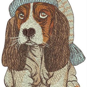 Cocker Spaniel in nightcap embroidery design