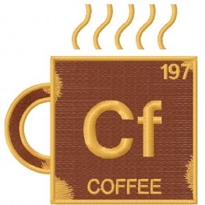 Coffee chemical element embroidery design