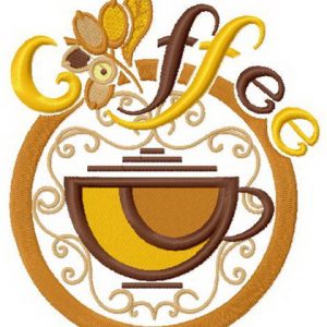 Coffee cup embroidery design