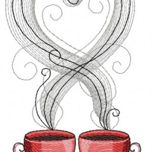 Coffee cups 2 embroidery design